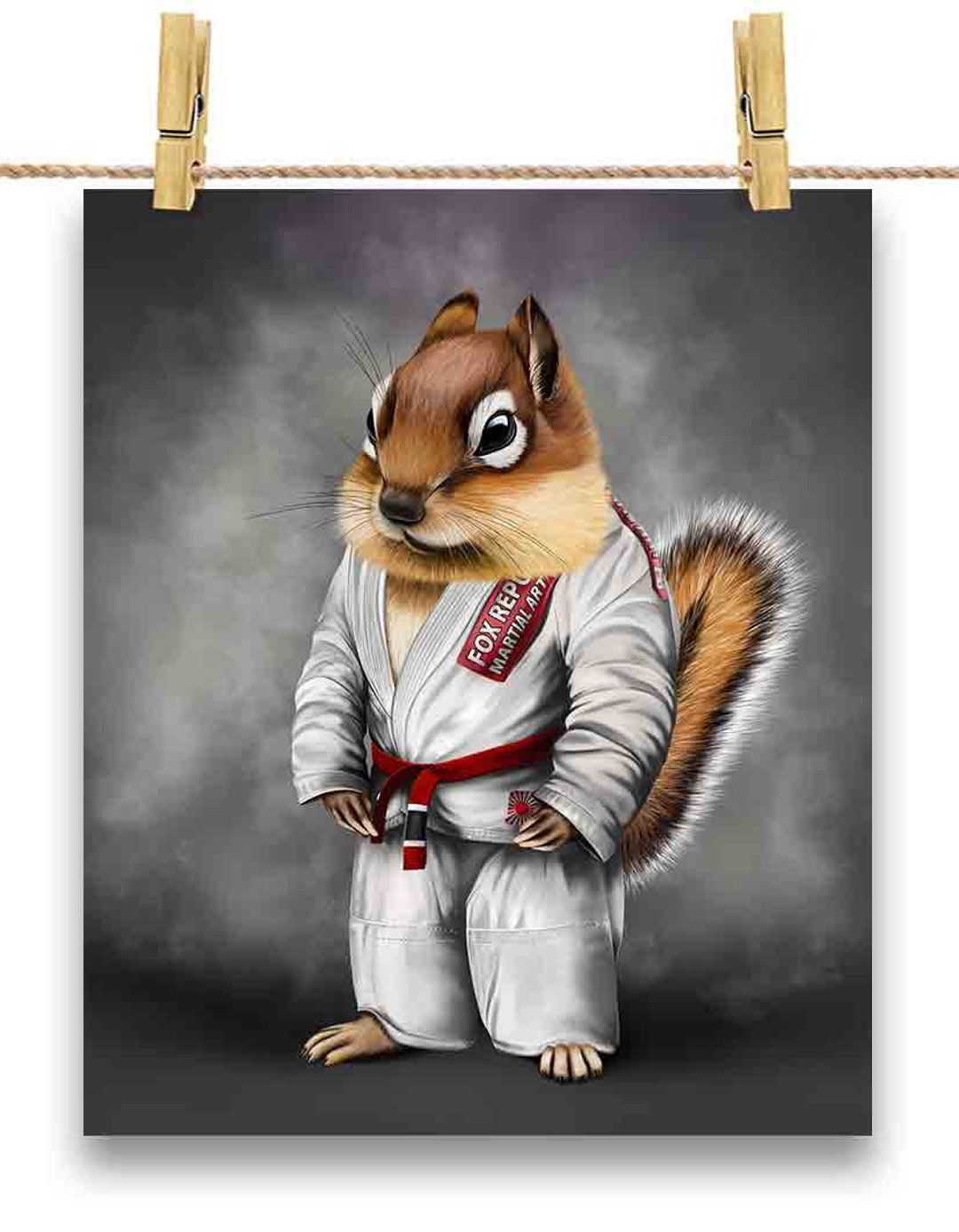 Squirrel Chipmunk Martial Artist in White Judogi Judo & Karate Poster