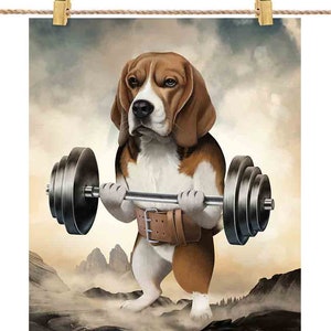 Exercice d'haltérophilie pour chien Monster Beagle - Impression d'affiche, art mural, décoration d'intérieur et carte postale - PrintStarTee