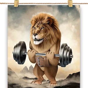 Lion Muscle Training Haltérophilie - Impression d’affiche, Art mural, Décoration intérieure et Carte postale - PrintStarTee