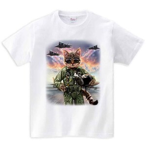 Cat as Jet Fighter Pilot, Air Force - Short Sleeve Unisex, Men, Women, Youth T-Shirt - PrintStarTee