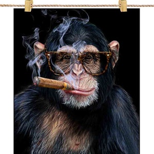 Chimpanzé avec cigare - Impression d’affiche, art mural, décoration intérieure et carte postale - PrintStarTee