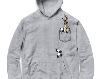 Cute Pocket Panda Playing Men Hoodie 