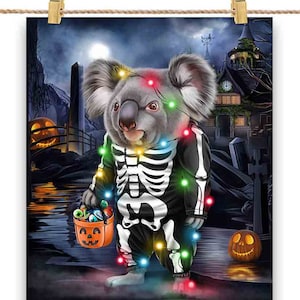 Koala en costume squelette : déguisement de fête d'Halloween - impression d'affiche, art mural, décoration d'intérieur et carte postale - PrintStarTee