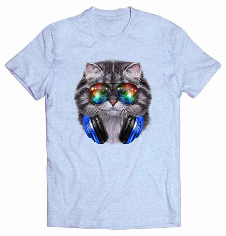 Tabby Cat as DJ wearing Space Galaxy Sunglass and Headphone | Etsy