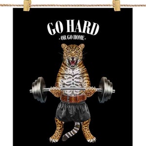 Big Cat Jaguar Haltérophilie et fitness dans la salle de sport - Impression d’affiche, art mural, décoration intérieure et carte postale - PrintStarTee