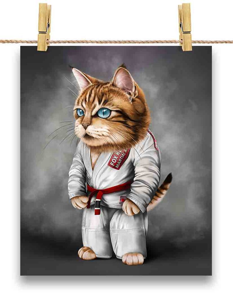 Orange Tabby Cat Judo Karate Master in White Judogi Custom Etsy
