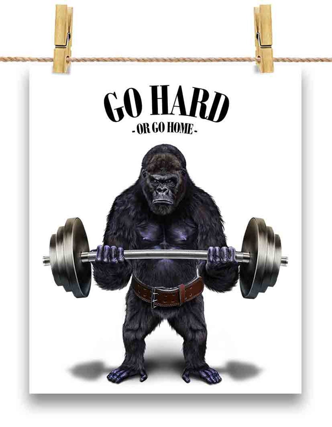 Gorilla Weightlifting in Fitness Gym Poster Print, Wall Art, Home