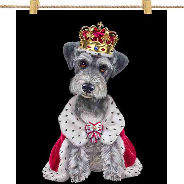 Mini Schnauzer Dog Wearing Royal Regalia Fit for a King - Impression d’affiche, art mural, décoration intérieure et carte postale - PrintStarTee