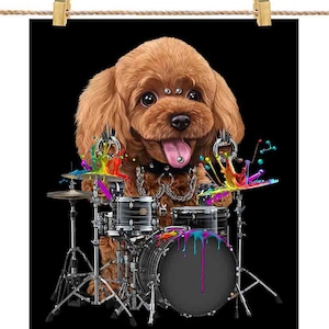Chien caniche punk rock : la dynamo d'un groupe de heavy metal - Poster, art mural, décoration d'intérieur et carte postale - PrintStarTee