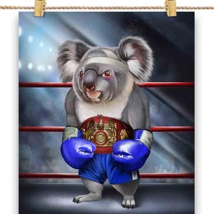 Champion de boxe Koala Bear Fighter - Poster, Art mural, décoration d'intérieur et carte postale - PrintStarTee