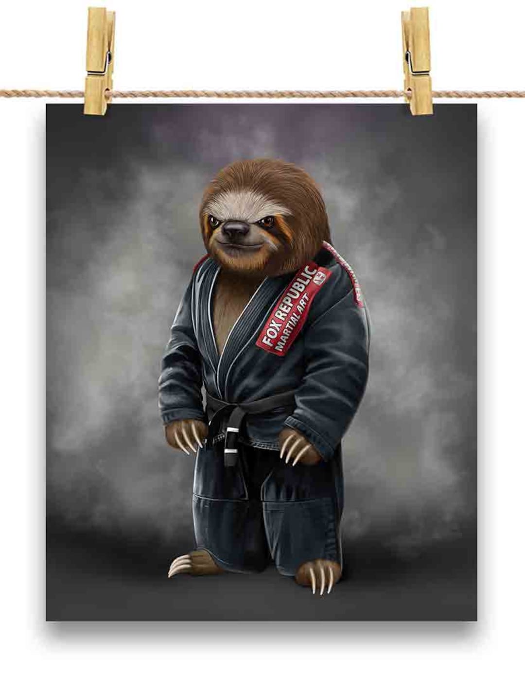 Giant Sloth Judo Karate Master in Black Judogi Custom Poster Etsy