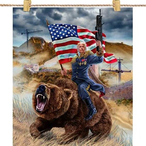 Prezydent Donald Trump zbudował epicki mur na granicach USA - plakat, sztuka ścienna, wystrój domu i pocztówka - PrintStarTee