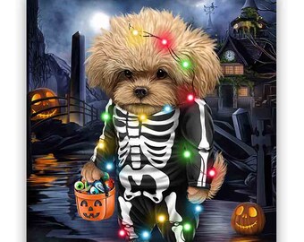 Vestito Carnevale Cane Costume Da Scheletro Di Cane Di Halloween
