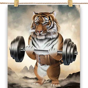 Monster Tiger Haltérophilie Exercice Fitness Gym - Impression d’affiche, Art mural, Décoration intérieure et Carte postale - PrintStarTee