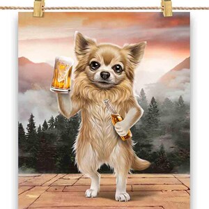 Aventure de bière en plein air pour chien chihuahua - impression d'affiche, art mural, décoration d'intérieur et carte postale - PrintStarTee