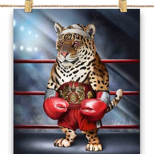 Champion de boxe Jaguar Cat Fighter - Impression d’affiche, art mural, décoration intérieure et carte postale - PrintStarTee