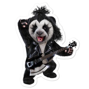 Metall Panda als Gitarrist in Heavy Metal Band - Bubble-Free Sticker, Laptop Sticker, Handy Sticker, Label or Sticker, VERSANDKOSTENFREI