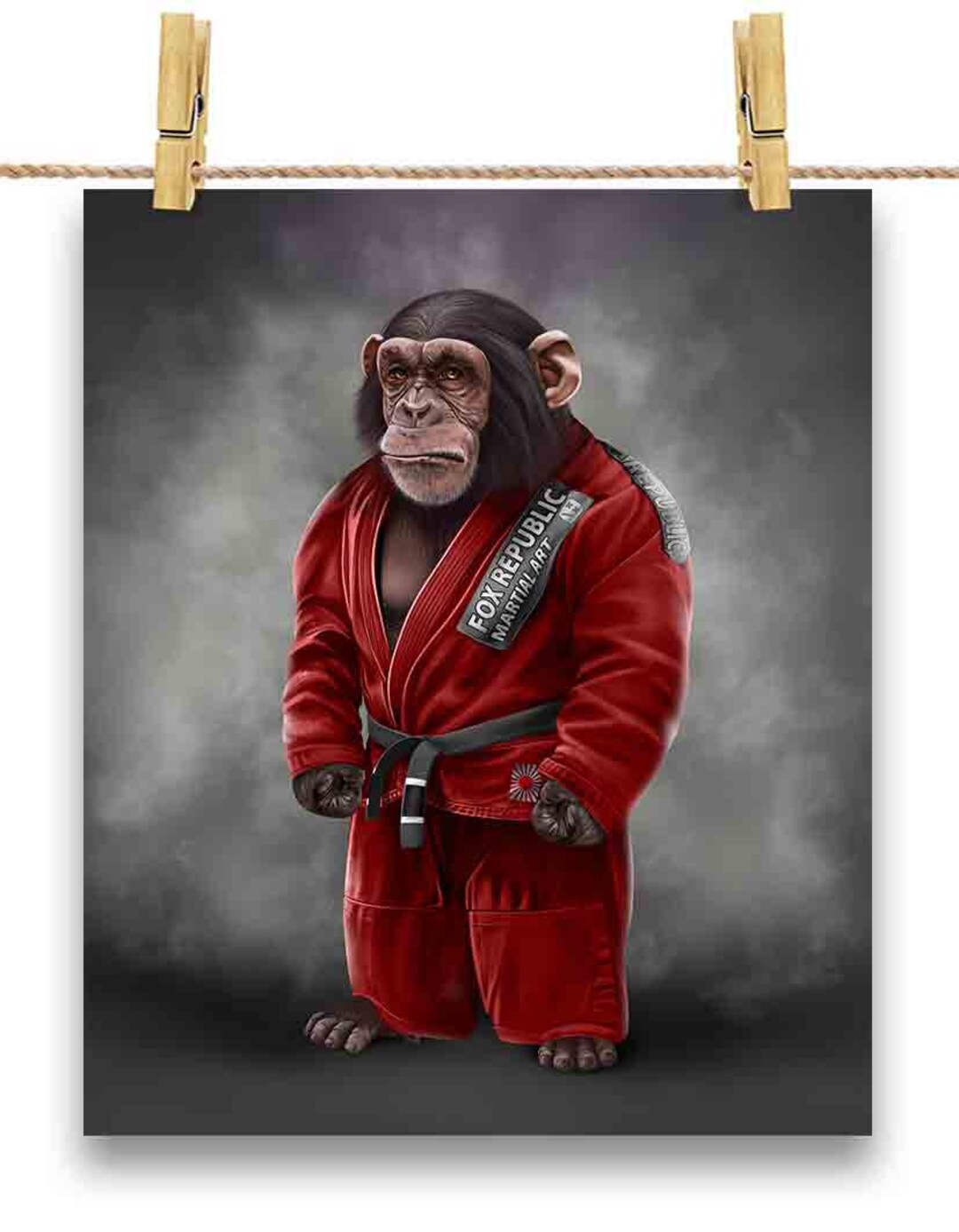 Chimpanzee Martial Artist in Red Judogi Judo & Karate Etsy