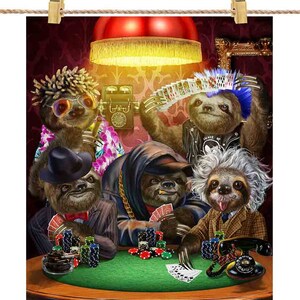 Cartas de pôquer de preguiça gigante - impressão de pôster, arte de parede, decoração de casa e cartão postal - PrintStarTee
