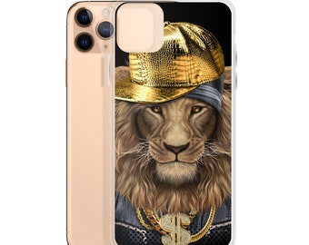Rapper Lion with Epic Mane in Hip Hop Outfit iPhone Case & Protection  Smart Phone Essential Accessory  Novelty Design Graphic