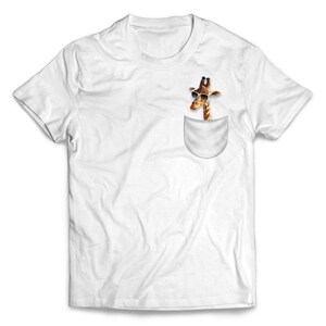 Hipster Giraffe in Pocket - Short-Sleeve Unisex T-Shirt, 20 Colors, Sizes S-4XL + Youth Sizes, PrintStarTee