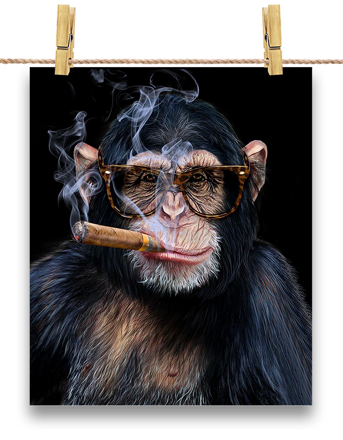 印刷可能なクールなチンパンジーの葉巻アートポスターデジタル