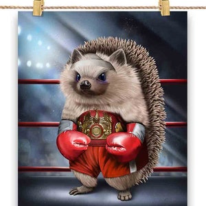 Champion de boxe Hedgehog Fighter - Impression d’affiche, art mural, décoration intérieure et carte postale - PrintStarTee