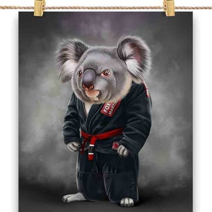 Artiste martial Koala Bear en Judogi noir : Judo et karaté - Impression d’affiche, art mural, décoration intérieure et carte postale - PrintStarTee