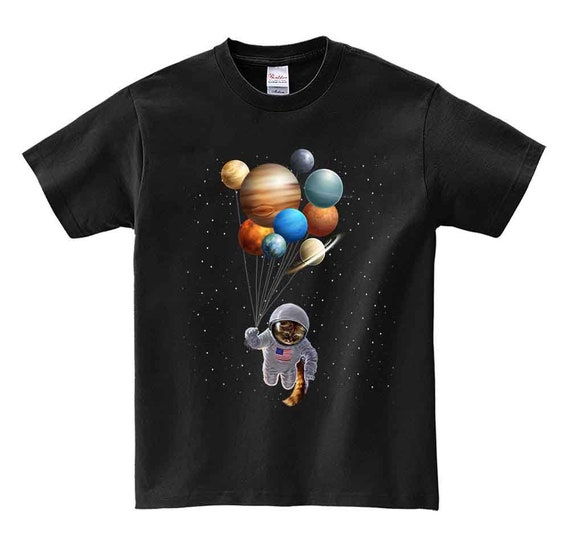 Astronaut Cat In Space Holding Planet Balloon, T-Shirt Astronaut Cat In Space Holding Planet Balloon, T-Shirt