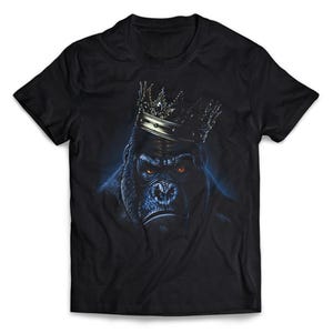 Royal Gorilla Crown T-Shirt, King Ape Graphic Tee, Unisex Shirt, 3 Colors, S-4XL + Youth, Gorilla Lover Gift, Jungle King Apparel