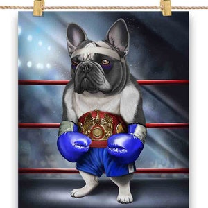 Bull Dog francese come campione di boxe Boxer Fighter MMA - Stampa di poster, arte da parete, decorazioni per la casa e cartoline - PrintStarTee