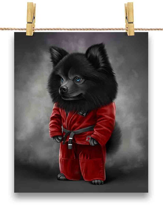 Black Pomeranian Dog Judo Karate Master in Red Judogi Custom Etsy