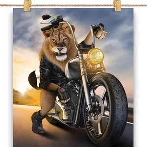 Alpha Lion Riding Chopper Motorcycle - Impression d’affiche, art mural, décoration intérieure et carte postale - PrintStarTee
