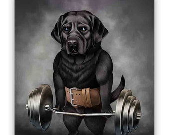 Basset Hound Dog Muscle Training Weightlifting Poster Print, Wall Art ...