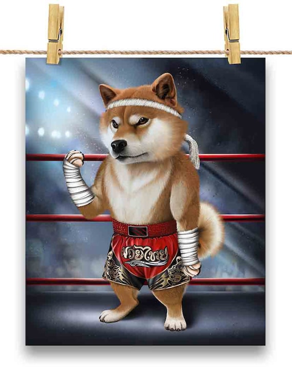 柴犬がムエタイ総合格闘技チャンピオンに - ポスタープリント 