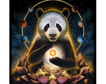 Giant Panda Reached Spiritual Enlightenment and Universe - Poster Print, Wall Art, Home Decor, and Postcard - PrintStarTee