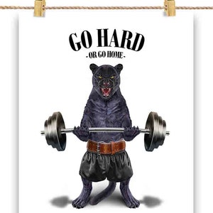 Big Cat Panther Haltérophilie et fitness dans la salle de sport - Impression d’affiche, art mural, décoration intérieure et carte postale - PrintStarTee