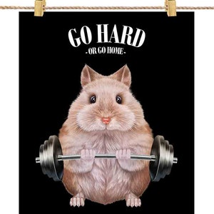 Hamster nain haltérophilie dans la salle de fitness exercice d’entraînement inspirant - impression d’affiche, art mural, décoration intérieure et carte postale - PrintStarTee