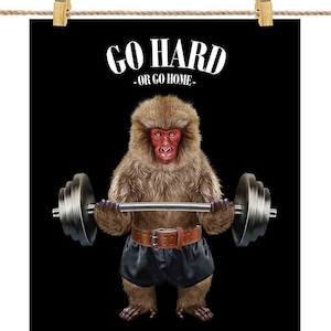 Japanese Macaque Monkey Weightlifting in Fitness Gym Exercise - Poster Print, Wall Art, Home Decor, and Postcard - PrintStarTee
