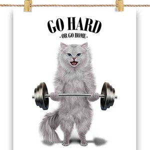 Haltérophilie chat dans une salle de sport inspirante - impression d'affiche, art mural, décoration d'intérieur et carte postale - PrintStarTee