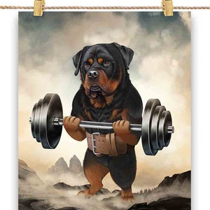 Monster Rottweiler Dog Haltérophilie Exercice Fitness Gym - Impression d'affiche, art mural, décoration d'intérieur et carte postale - PrintStarTee