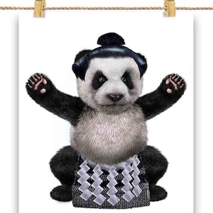 Panda gigante como lutador de sumô japonês - impressão de pôster, arte de parede, decoração de casa e cartão postal - PrintStarTee
