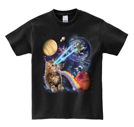Cat laser eyes t shirt hotsell