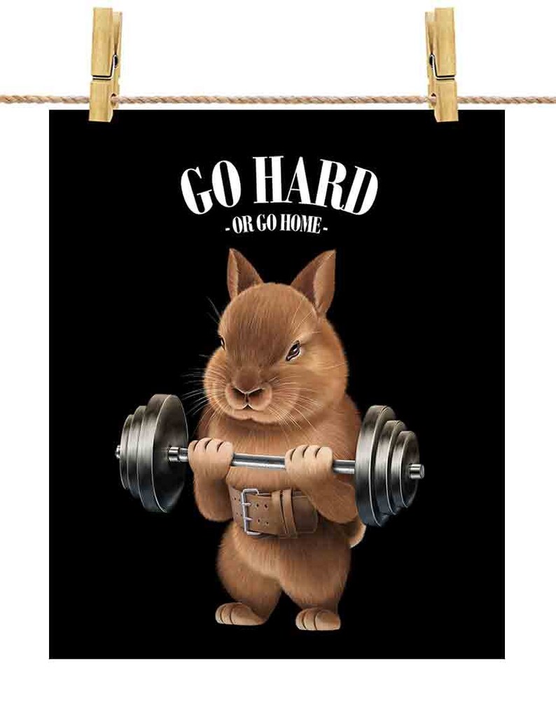 Monster Rabbit Weightlifting Exercise Fitness Gym Custom | Etsy