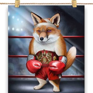 Champion de boxe Foxes Fighter - Impression d’affiche, art mural, décoration intérieure et carte postale - PrintStarTee