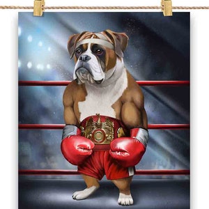 Champion de boxe Boxer Dog Fighter - Impression d’affiche, art mural, décoration intérieure et carte postale - PrintStarTee