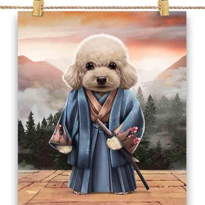 Samurai Sahnepudel Hund in natürlicher Umgebung - Poster Druck, Wandkunst, Wohndekor und Postkarte von PrintStarTee