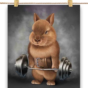 Rabbit Lift Barbell Shrug Bar exercice Fitness Gym - Impression d'affiche, art mural, décoration d'intérieur et carte postale - PrintStarTee