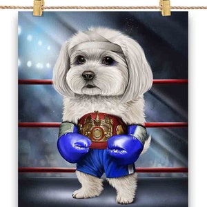 Chien de chasse maltais champion de boxe - affiche, art mural, décoration d'intérieur et carte postale - PrintStarTee