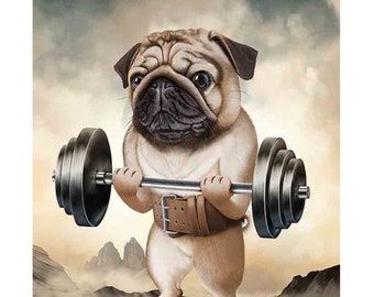 Society6 ケース Pug Workout by Huebucket Today Workout with the pug Art Print by Huebucket | Society6